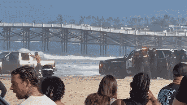 Suspected DUI driver leads cops on wild chase before dramatic takedown on popular California beach